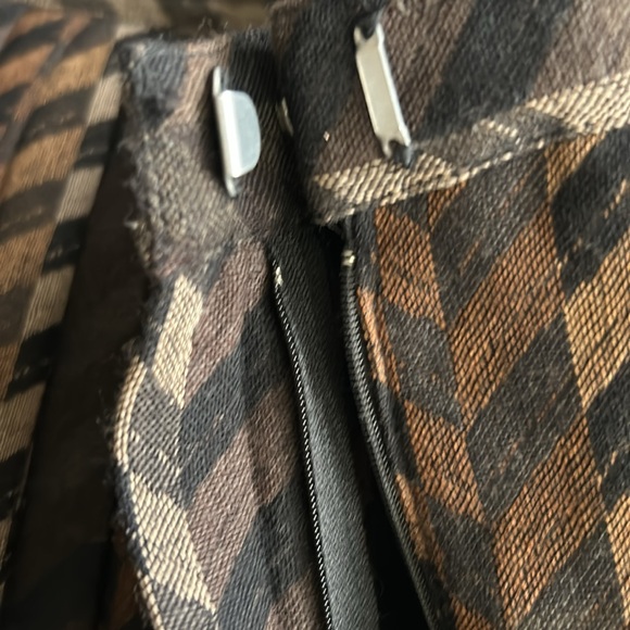 Irving Samuel Vintage Chevron Patterned Wool, Black and Brown Midi Skirt - Picture 8 of 16